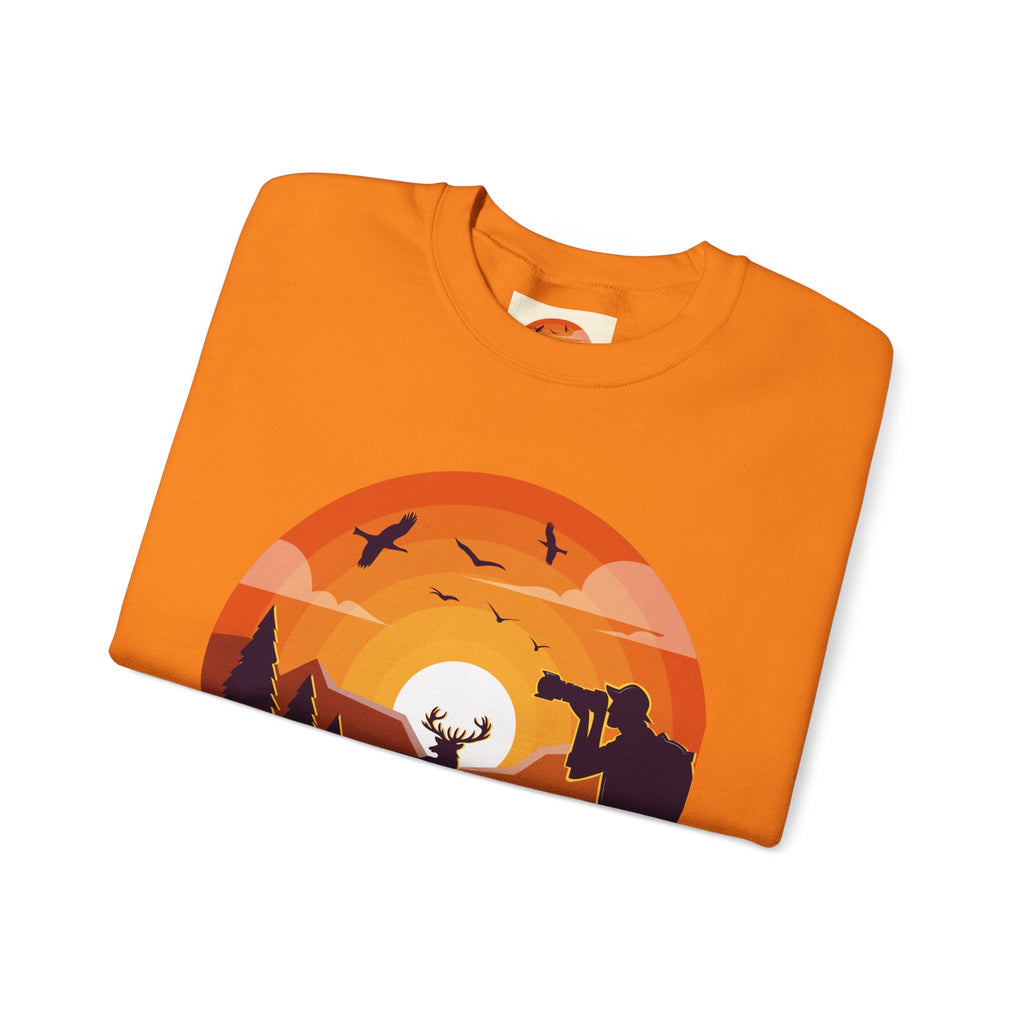 Sunset Wildlife Photographer Crewneck Sweatshirt | Moose Silhouette Nature Scene