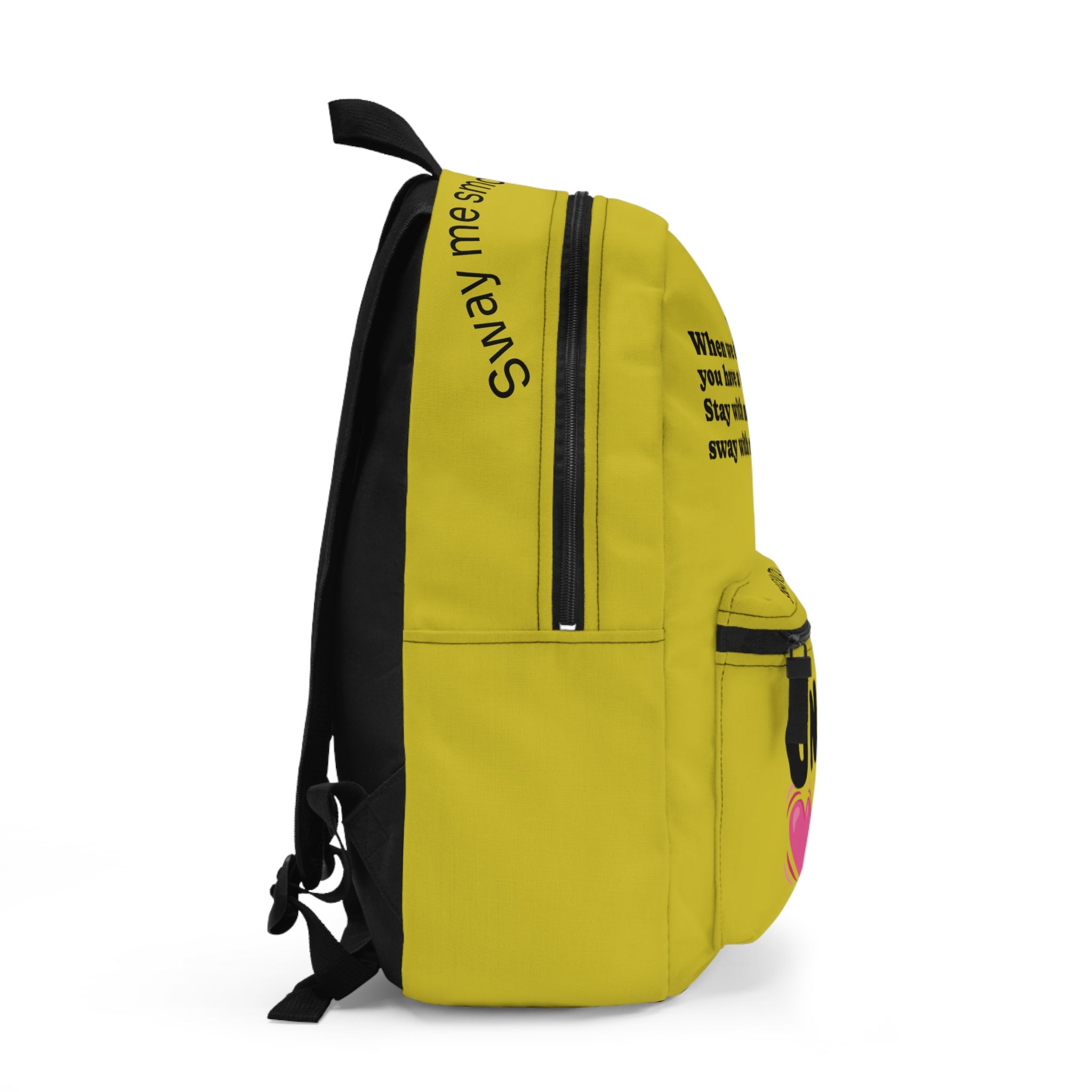 Only You Heart Backpack — Yellow Romantic Lyrics School Bag