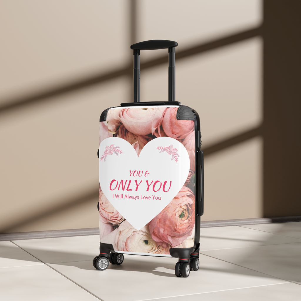 Romantic Floral Suitcase – "Only You" Love Heart Travel Luggage