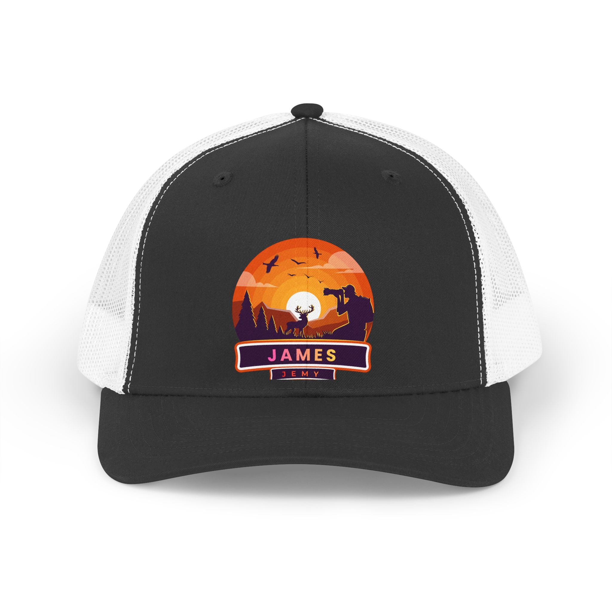 Sunset Wildlife Name Patch Trucker Hat | Personalized James
