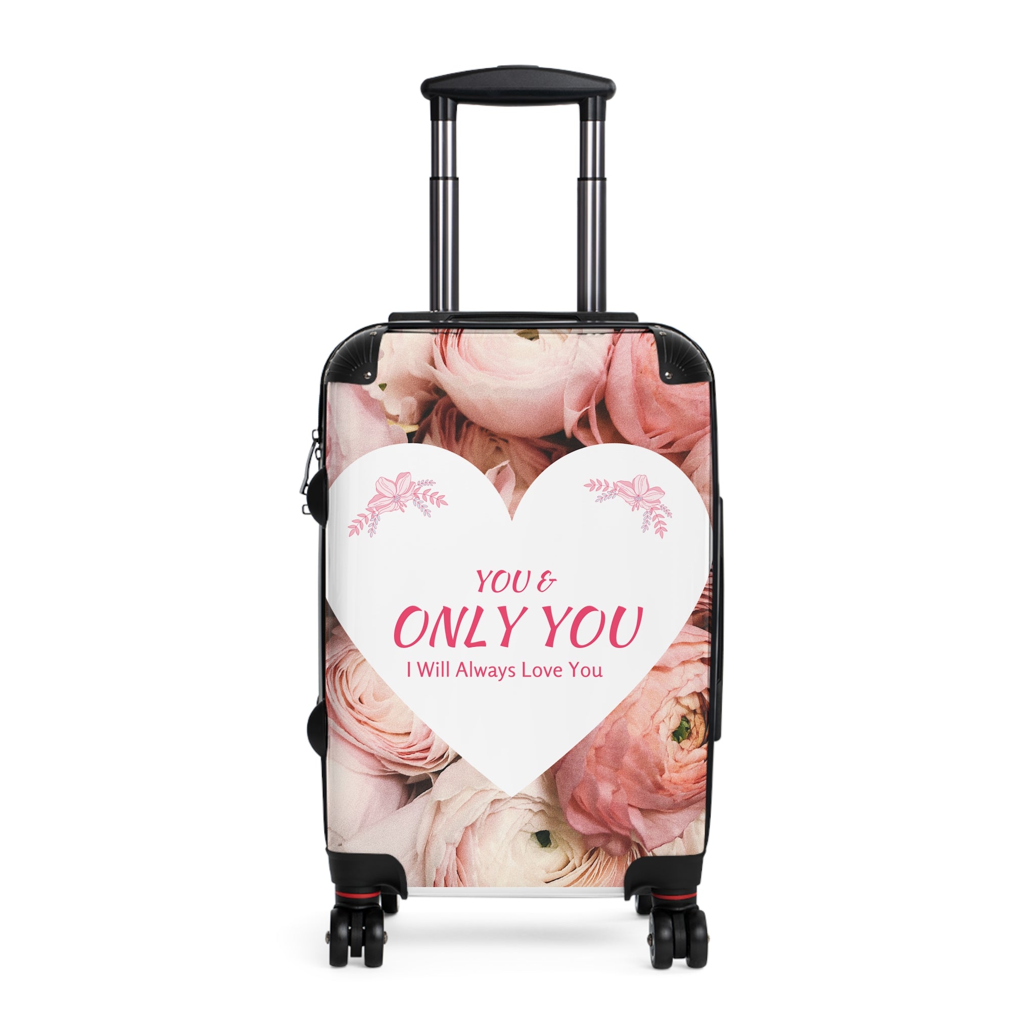 Romantic Floral Suitcase – "Only You" Love Heart Travel Luggage