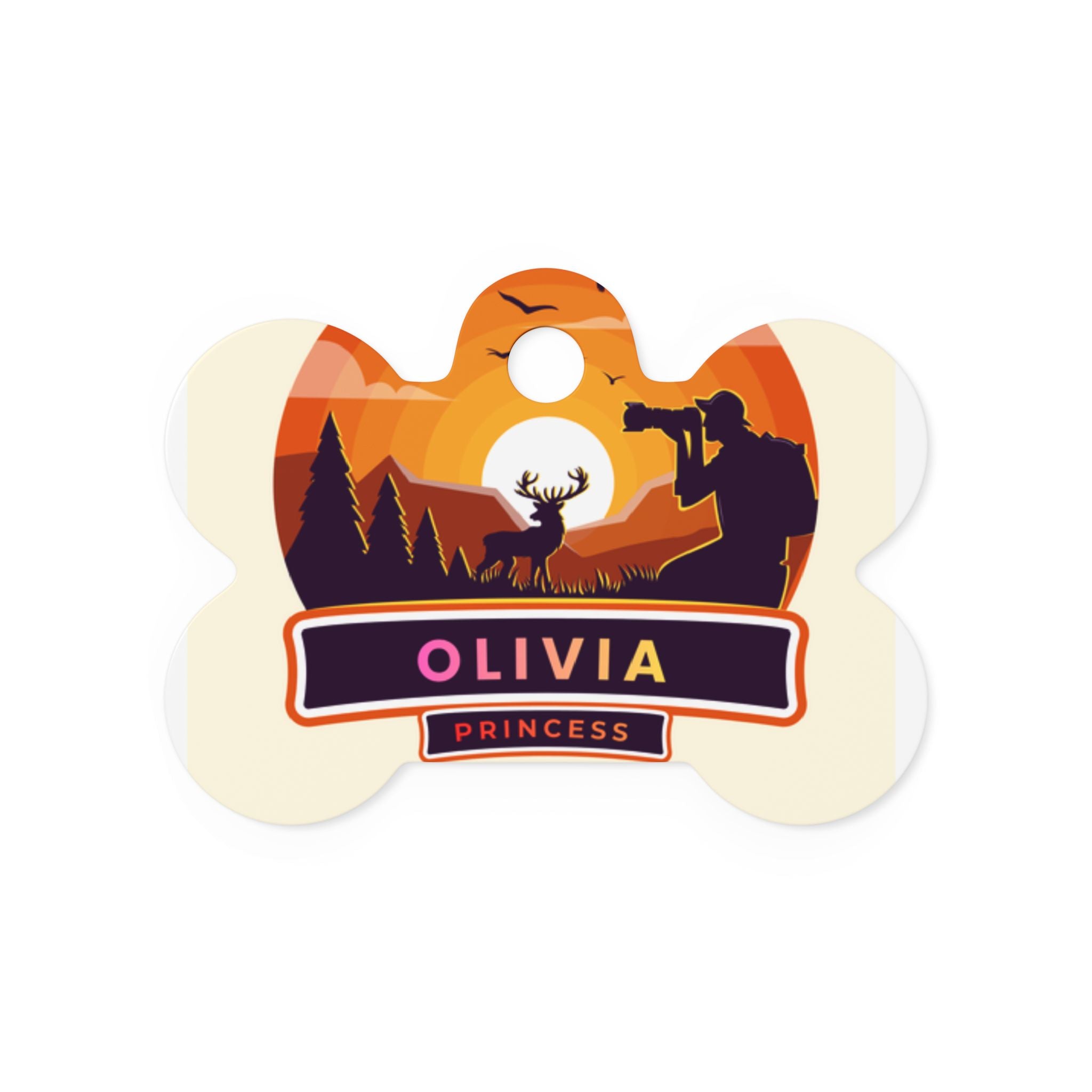 Personalized Hunting Sunset Pet Tag — Custom Name 'Olivia'