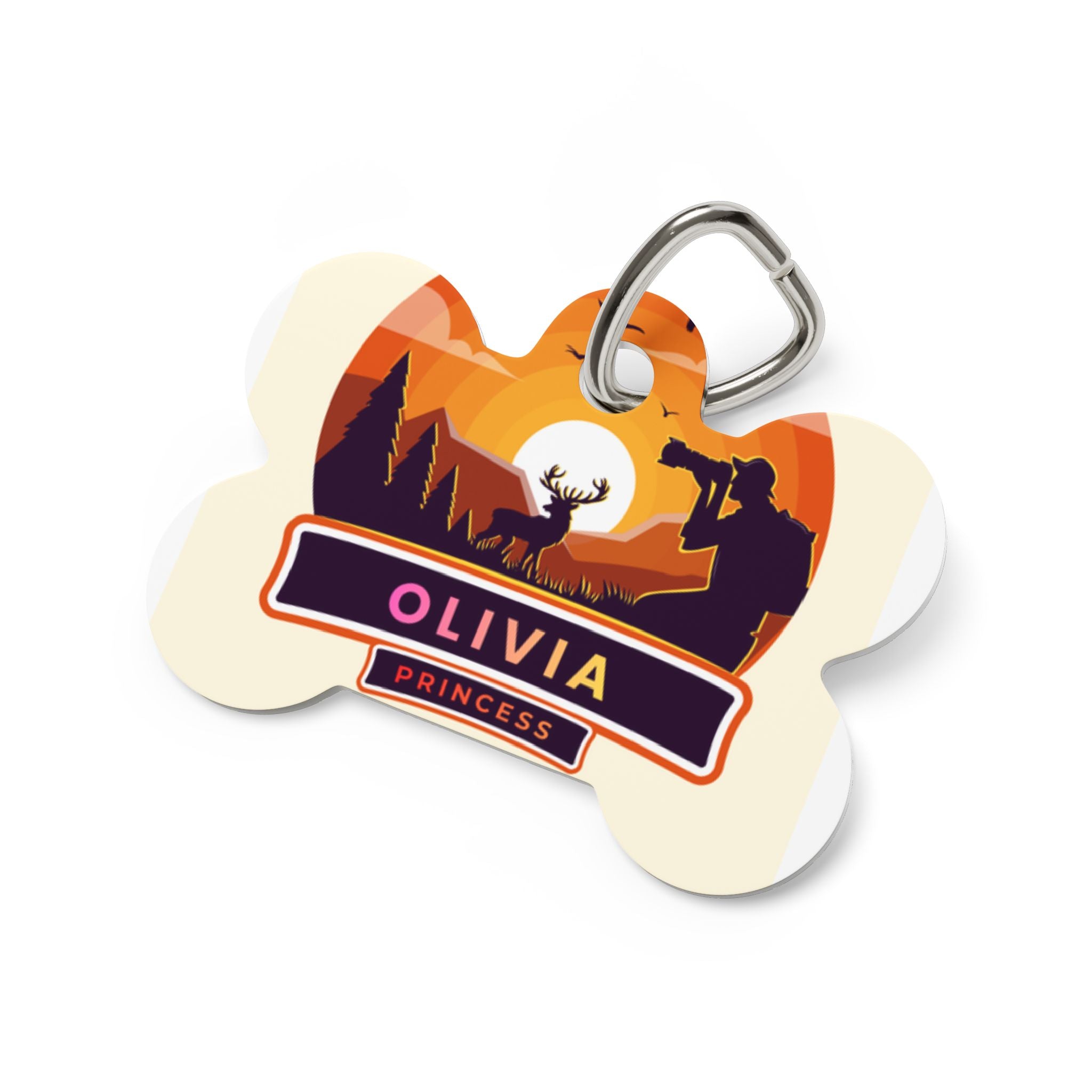 Personalized Hunting Sunset Pet Tag — Custom Name 'Olivia'
