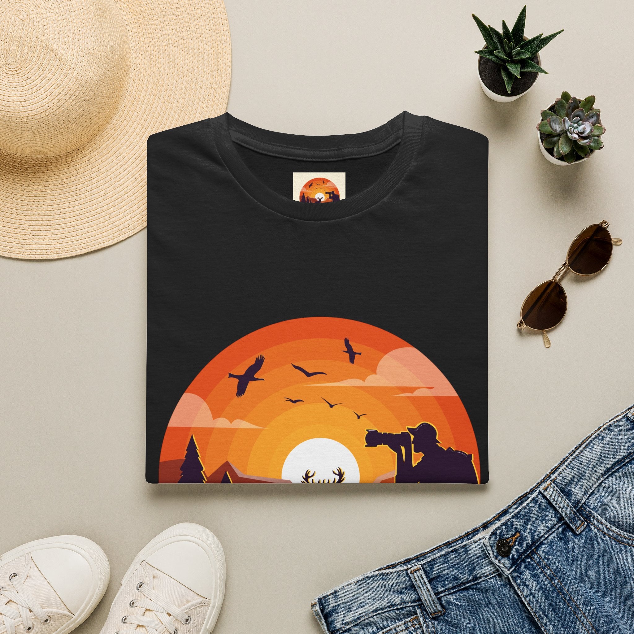 Sunset Deer Silhouette T-Shirt | Personalized Olivia Name