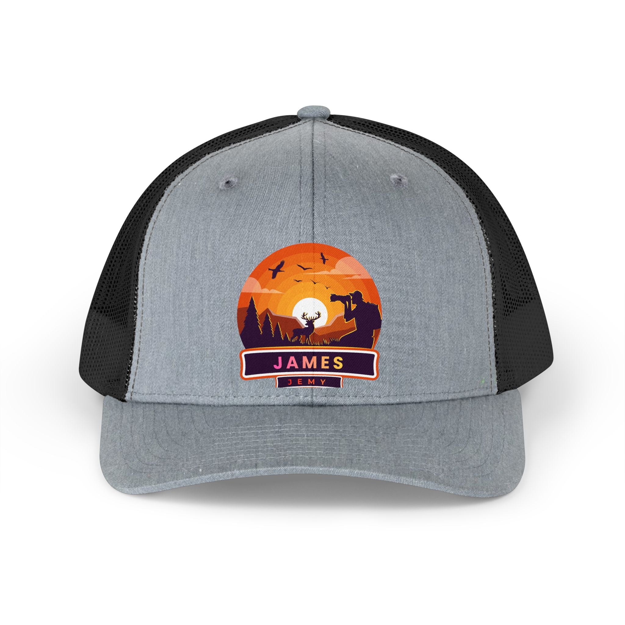 Sunset Wildlife Name Patch Trucker Hat | Personalized James
