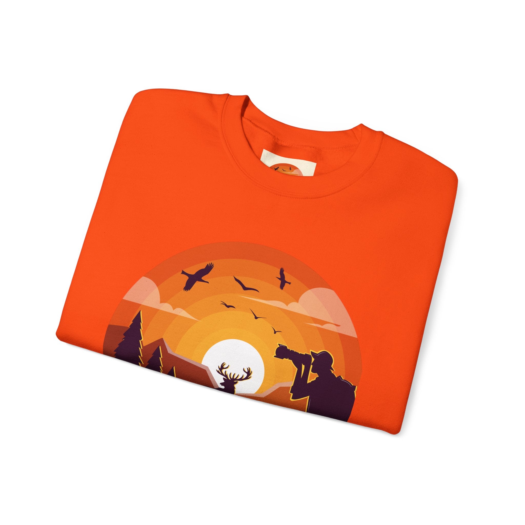 Sunset Wildlife Photographer Crewneck Sweatshirt | Moose Silhouette Nature Scene