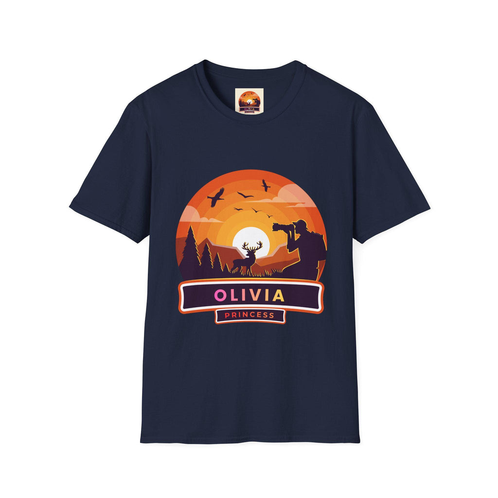 Sunset Deer Silhouette T-Shirt | Personalized Olivia Name