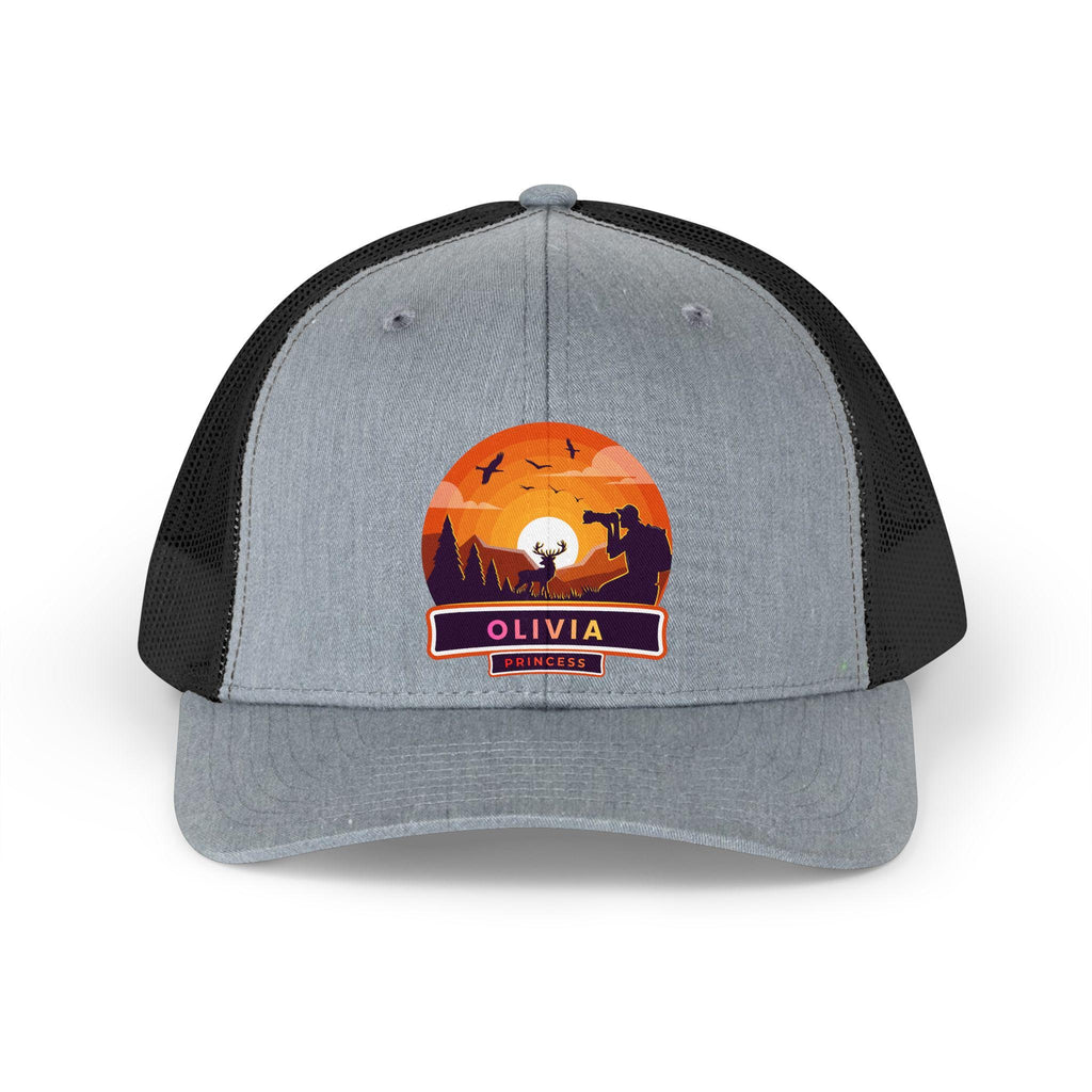 Sunset Wolf Badge Trucker Hat | Personalized Name Patch