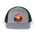 Sunset Wolf Badge Trucker Hat | Personalized Name Patch