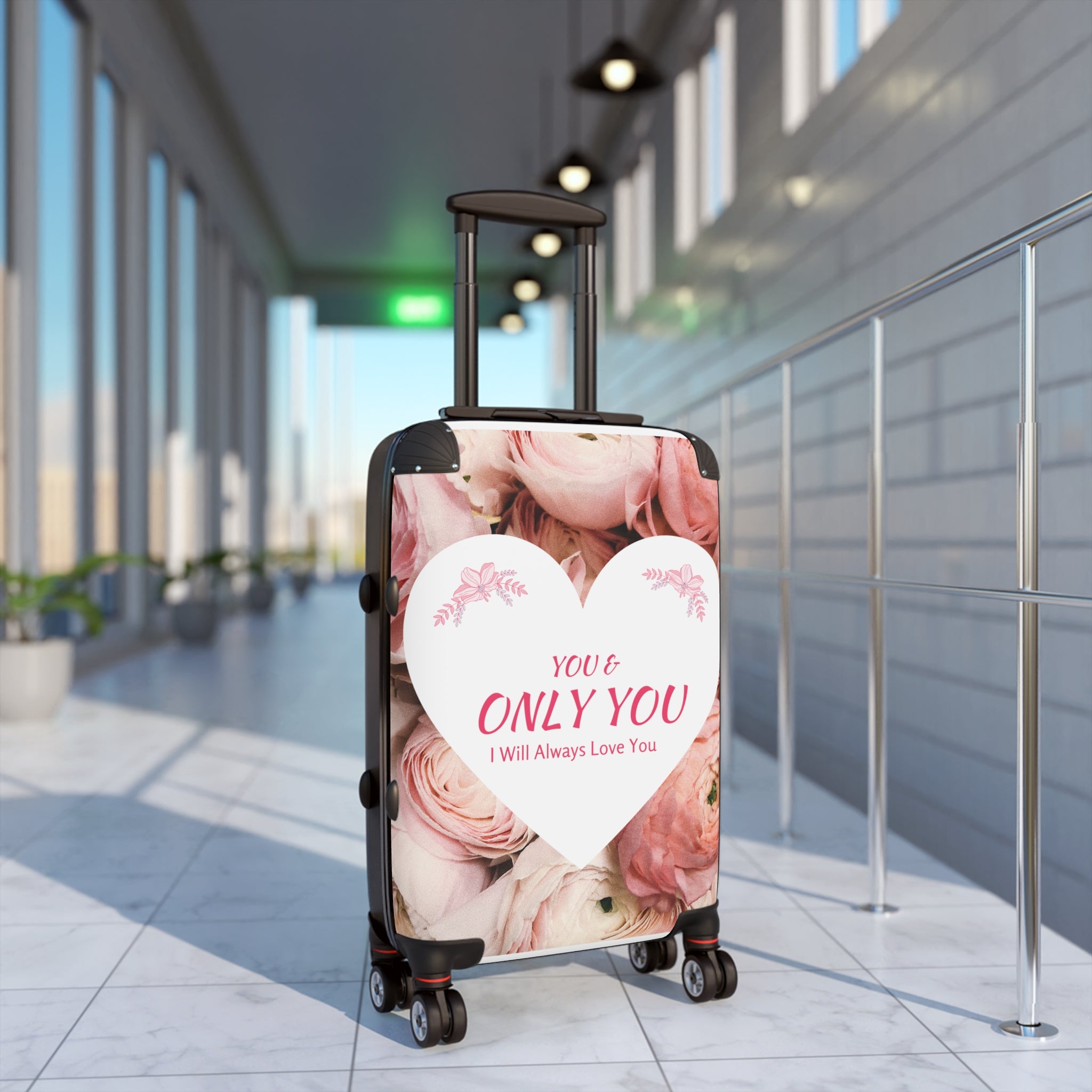 Romantic Floral Suitcase – "Only You" Love Heart Travel Luggage