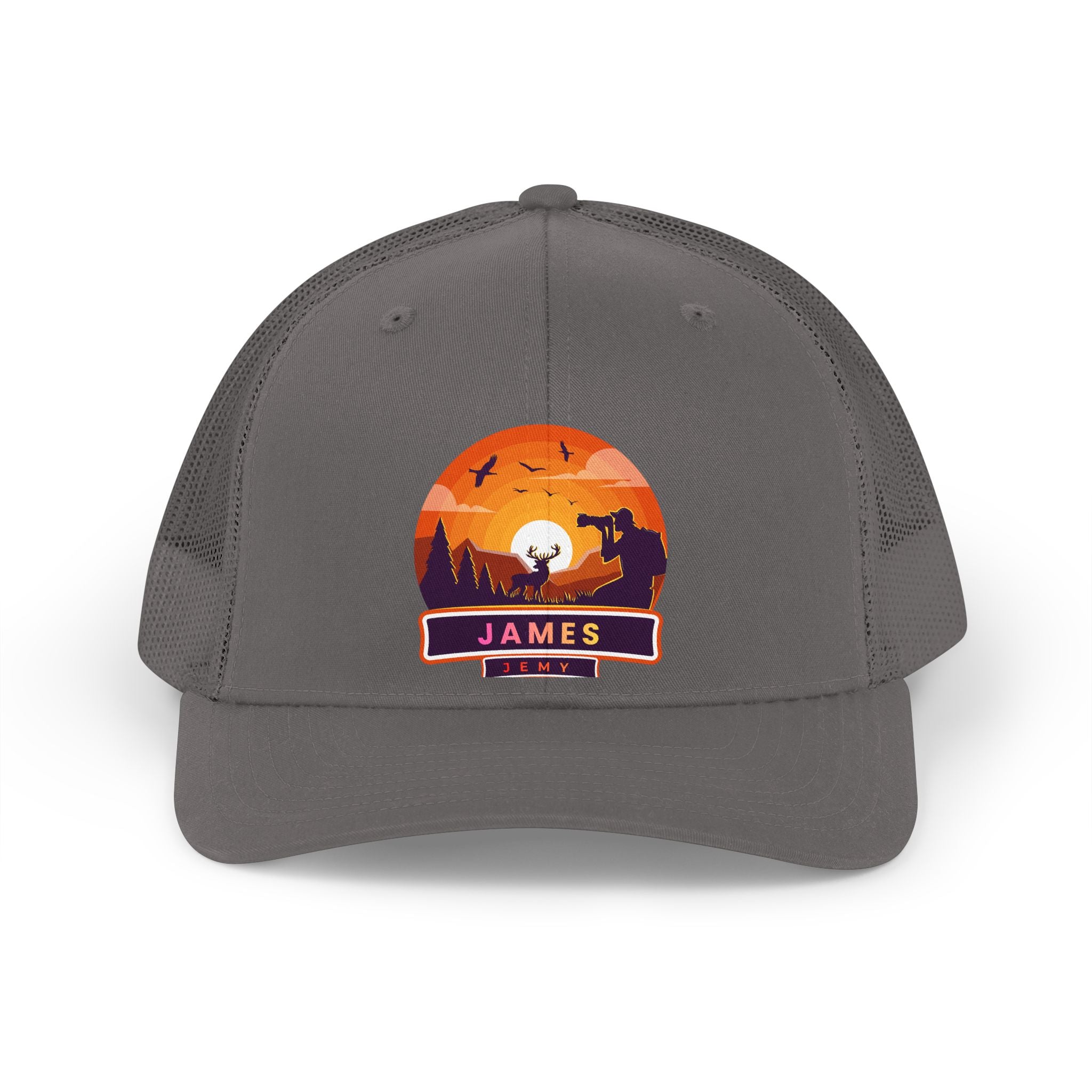Sunset Wildlife Name Patch Trucker Hat | Personalized James
