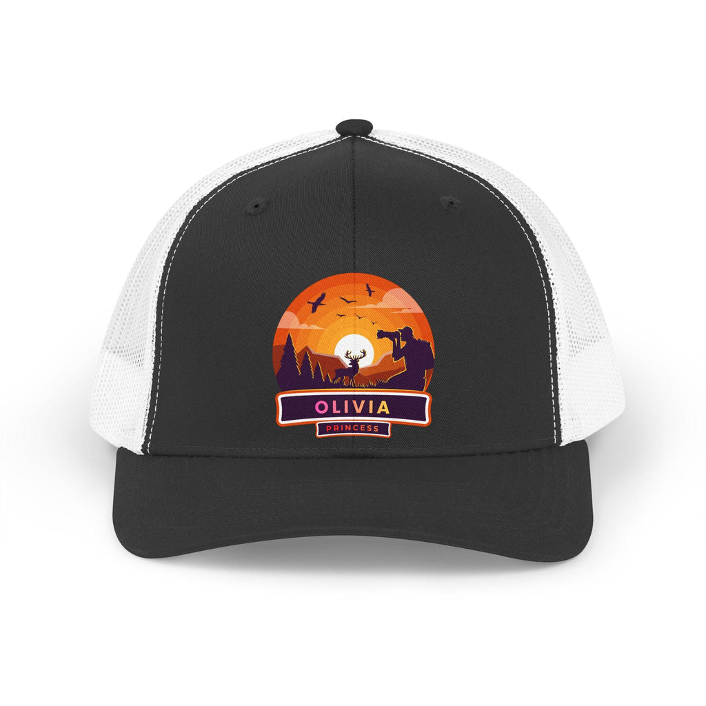 Sunset Wolf Badge Trucker Hat | Personalized Name Patch