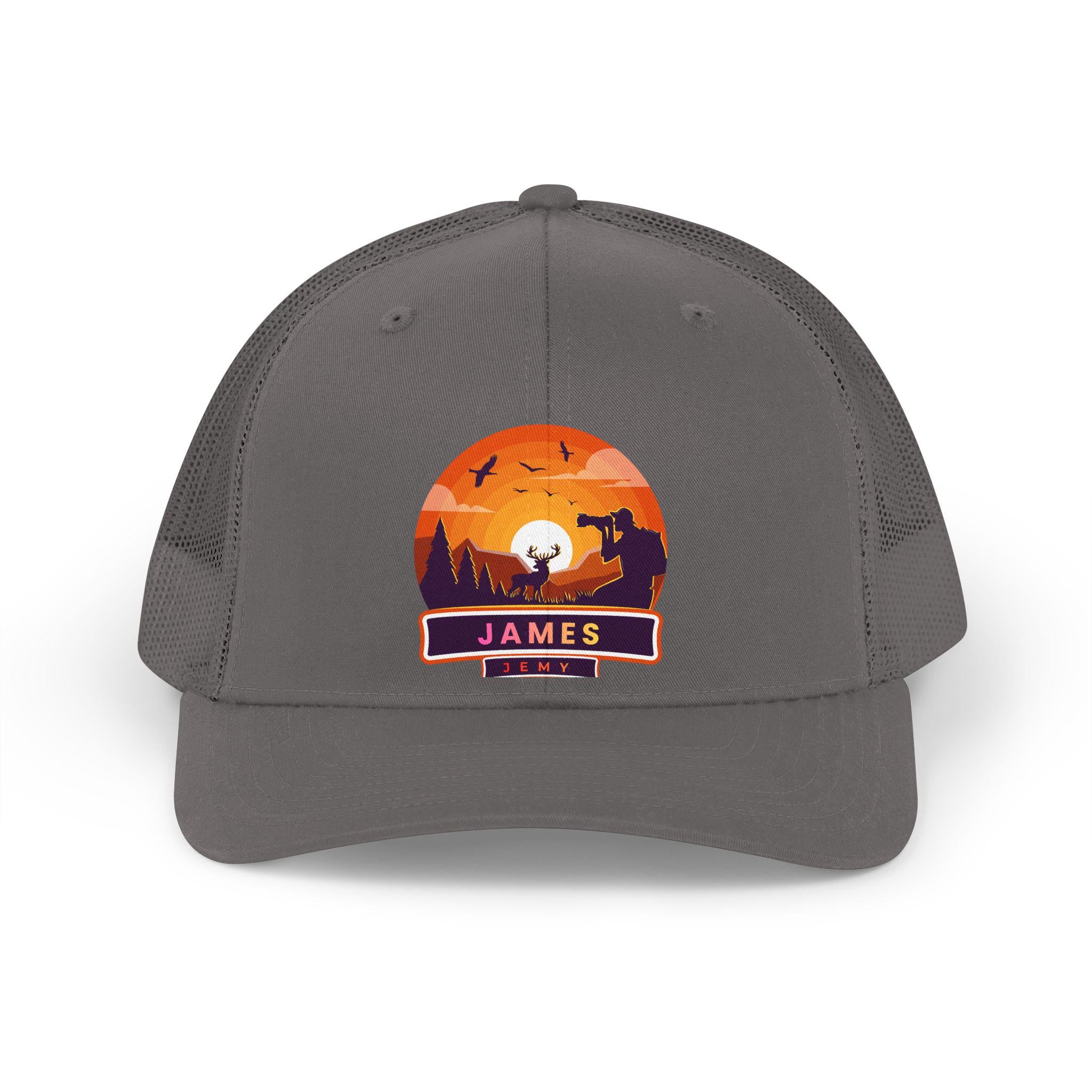 Sunset Wildlife Name Patch Trucker Hat | Personalized James