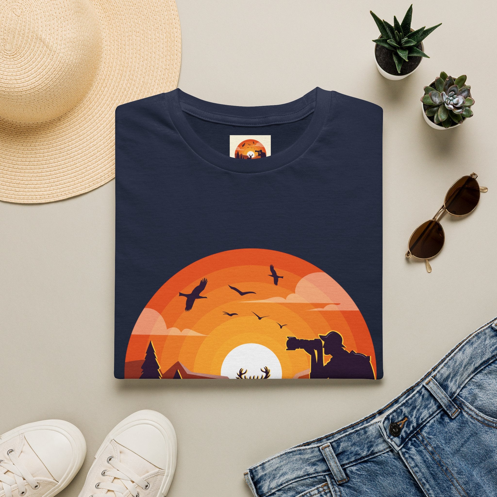 Sunset Deer Silhouette T-Shirt | Personalized Olivia Name
