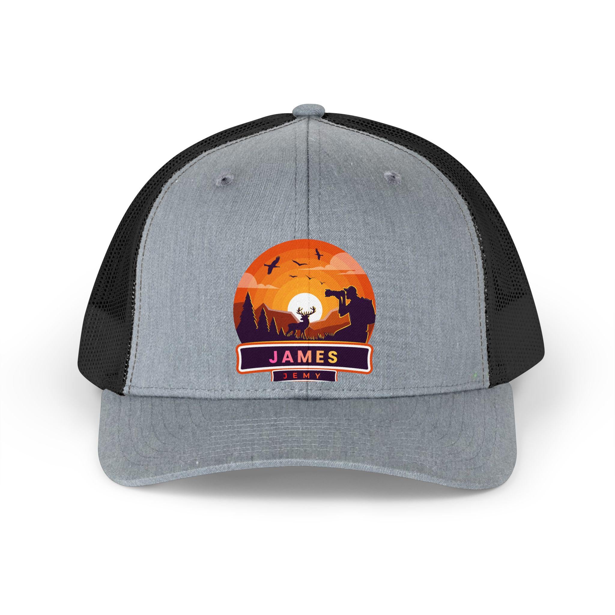 Sunset Wildlife Name Patch Trucker Hat | Personalized James
